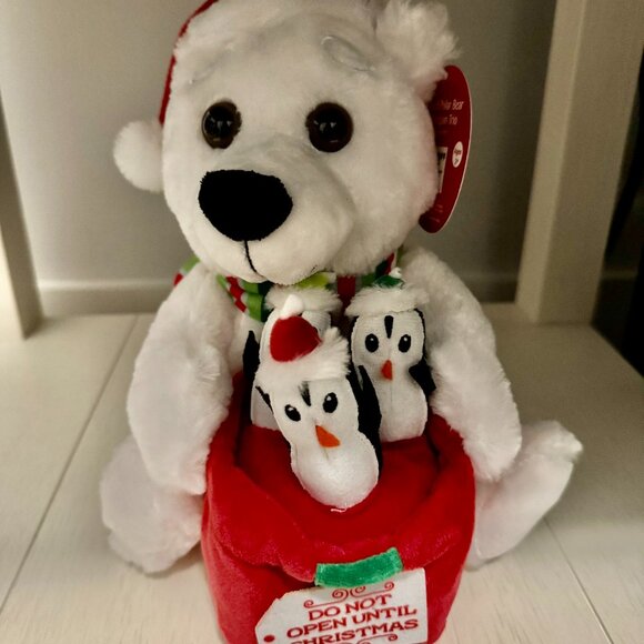 Christmas Polar Bear Dancing Penguins Animated Plush Musical Lights Up Let Snow - Picture 4 of 13